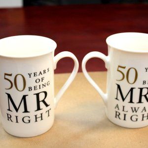 Happy Homewares Ivory 50th Anniversary Cups